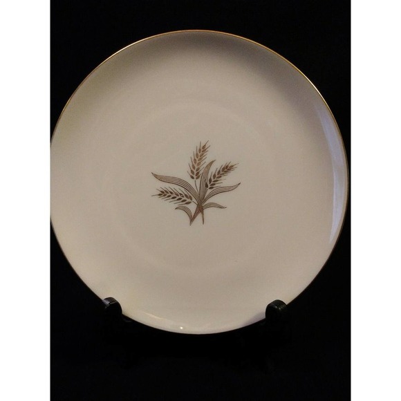 1 Lenox Wheat SALAD PLATE R-442 Wheat Center, Gold Trim Vintage Made in USA - Picture 1 of 8